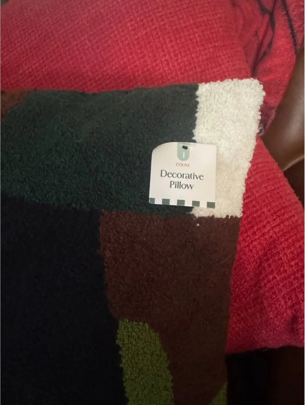 Coani Decorative Pillow with Modern Abstract Pattern in Green, Brown, Black, and